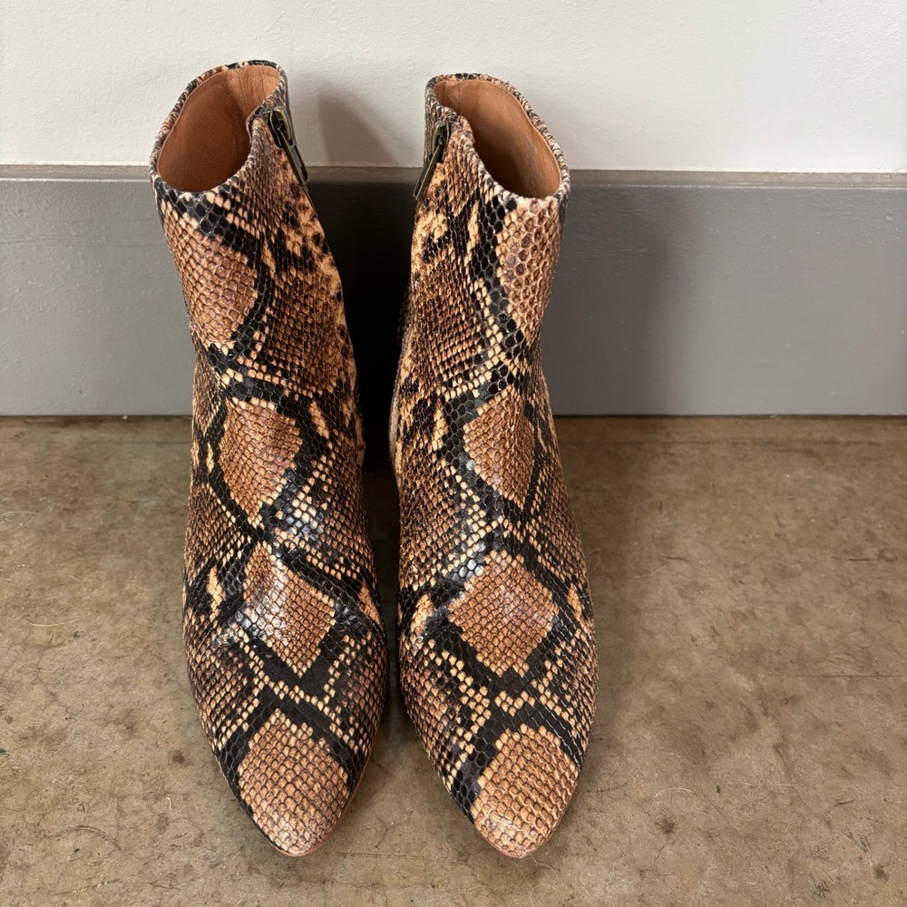 Madewell Snake Print Heeled Booties Size 7
